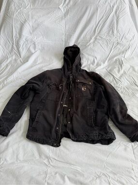 Carhartt Black Hooded Insulated Work Jacket
